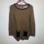 Wooden Ships Wooden Ship Brown Knit Pocket Crewneck Sweater S M Small Medium Soft Tan Photo 1