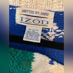 IZOD VTG Size M Hand Knit Ramie Cotton Christmas Sweater Cardigan 80s Deer Snow Photo 7
