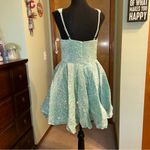 NWOT light blue fuzzy sequined sleeveless prom dress size 6 with large bow Photo 2