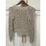 Free People  Crochet Knit Cardigan Sweater Long Sleeve Neutral Boho Chic S Photo 3