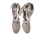 Free People Taupe Nouvella Criss Cross Wrap Chunky Heel Suede Leather Sz 38/6.5 Photo 2