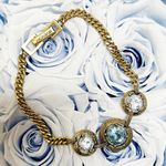 Givenchy Authentic Gold and Blue Crystal Chain Bracelet Photo 6