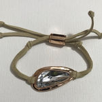 Premier Designs Beige Adjustable  Rose Gold Tone Bracelet White Crystal Accent Photo 0