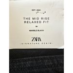 ZARA NWT  Signature Denim Mid Rise Relaxed Fit Jeans Marble Black Size US 4 #1165 Photo 9