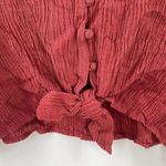 Storia Top Size Large NWT Textured Cropped Tie Waist Crop Short Sleeve Texture Photo 8