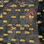 ZARA  Cropped Oversized Metallic Gold Sheer Paisley Print Button Down Blouse M Photo 5