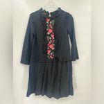 Kate Spade  Black Floral Broome Street Embroidered Ruffle Mixed Media Mini‎ Dress Photo 1
