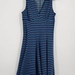 Peter Som Dress 6 Blue Stripe Jersey Stretch Nautical Vacation Fit Flare Cruise Photo 0