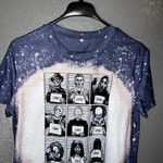 Horror Movie Characters Bleach Tie Dye Graphic Tee Small 80s 90s Icons Blue Photo 2