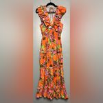 Love The Label Azaela Floral Ruffle Maxi Dress Topanga Coral Print Womens Size S Pink Photo 4
