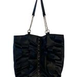 DSW  Y2K Large Black Ruffle Gold Studded Tote Bag with Chain Straps Photo 1
