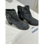 Saks 5th Avenue Woman’s Saks Fifth Avenue Ellie Gray Suede Side Zip Ankle Boots 8.5 M Block Heel Photo 1