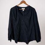 Calypso St. Barth Black Cotton Embroidered Button Front Blouse Medium Top Photo 1