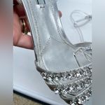 Prada  Silver Leather Crystal embellished strappy heels EU 39 Photo 3