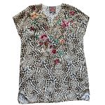 Johnny Was  Maisie Easy Button Linen Embroidered Tunic Dress Multicolor Size XL Photo 6
