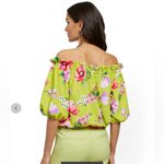 New York & Company Bright Green Floral Off Photo 9