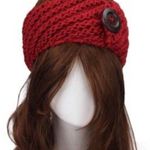 NEW!! Red Crimson Sweater Knit Knit Head warmer with button Photo 0