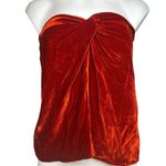 Reformation Women's Orange Velour Velvet Twist Front Strapless Tube Top Size 2 Photo 3