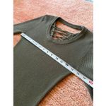 Derek Heart Olive Ribbed Lace Up Long Sleeve Top Women’s L Photo 4