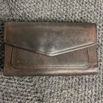 Fossil  Brown Pebbled Leather Tri-Fold Bill Length Fold-Over Snap Close Wallet Photo 0