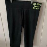 PINK - Victoria's Secret Victoria’s Secret PINK Black Cropped “You Can’t Sweat With Us” Yoga Pants Photo 0