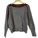 Nine West  Striped Knit Sweater Womens M Crew Neck Brown Blue Preppy Cozy Fall Photo 1