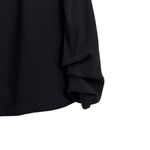 Loft Open Front Scrunched Sleeve Black Blazer Photo 3