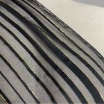 Vintage Scarf Black Sheer Stripes Gold Thread Women Elegant Dressy Retro Nylon Photo 6