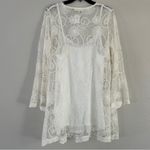 Indigo Soul 🦋 Lace Floral Embroidered Ivory White Cream Bohemian Mini Dress Photo 4
