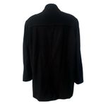 Cole Haan Coat Sz XL Black Wool Cashmere Blend Leather Zip Mid Length Preppy Photo 5
