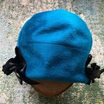 Christian Dior Vintage 50/60s Miss Dior brushed teal cloche hat with satin bows Photo 2