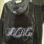 BCBGMAXAZRIA NWT  Velvet Rhinestones Iridescent Roses Hoodie Track Suit 2-Piece Photo 7