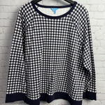Draper James  preppy navy blue gingham ladies sweatshirt cotton size 3X plus chic Photo 0