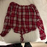 Hollister Plaid off the shoulder shirt size medium Photo 1