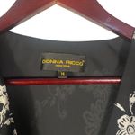 Donna Ricco Vtg New York Black White Floral Print Midi Dress Women's 14 Draped Photo 3