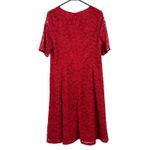 Talbots Size 10 Dress Red Floral Lace Overlay Sheath Short Sleeve Midi Formal Photo 1