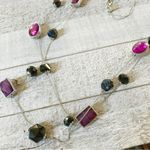White House | Black Market  Black, Purple, & Silver Link Beaded Double Necklace 53” Photo 2