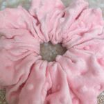 Jumbo Scrunchie Oversized Scrunchie Baby Pink Minky Simple Dots Scrunchie Photo 4