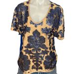 Tracy Reese Blue Sequin Top MEDIUM Cocktail Party Glam Maximalist $79 NEW Photo 0