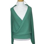 Dreamers  by Debut Green Wrap Bat Wing Cropped Sweater Size Large flaws Photo 7