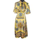 ZARA  Satin High Neck Paisley Yellow Midi Dress Size: S Photo 1
