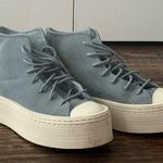 Converse  Light Blue Suede Platform Sneakers Photo 0