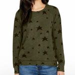 Buffalo Khaki Green Black Star Printed Novelty Print Crewneck Cozy Top NWT Photo 0