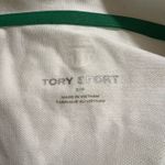 Tory Burch  Womens Small White Green Sleeveless Polo Shirt Ruffle Pique Collared Photo 5