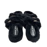 Urban Sports by J/Slides Slippers Size‎ 7 Black Faux Fur Slip On Winter Shoes Photo 4