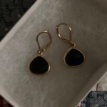 Macy's Black And Gold Dangly Teardrop Earrings Photo 0