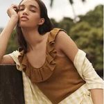 Madewell Womens Wakeford Ruffle Sweater Ribbed Tank Top Mustard Yellow Wool XL Photo 0