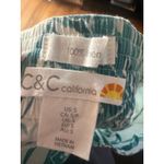 C&C California 100% Linen Wide Leg Floral Pants Tropical Green Palms Size S Photo 5