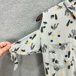 Angie Gray Button Up Cactus Print Shirt Dress Womens Large Boho Festival Novelty Photo 4