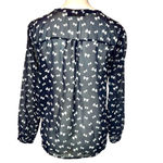 The Limited Navy and White Sheer Front Tie Shirt  - Size Medium Photo 2